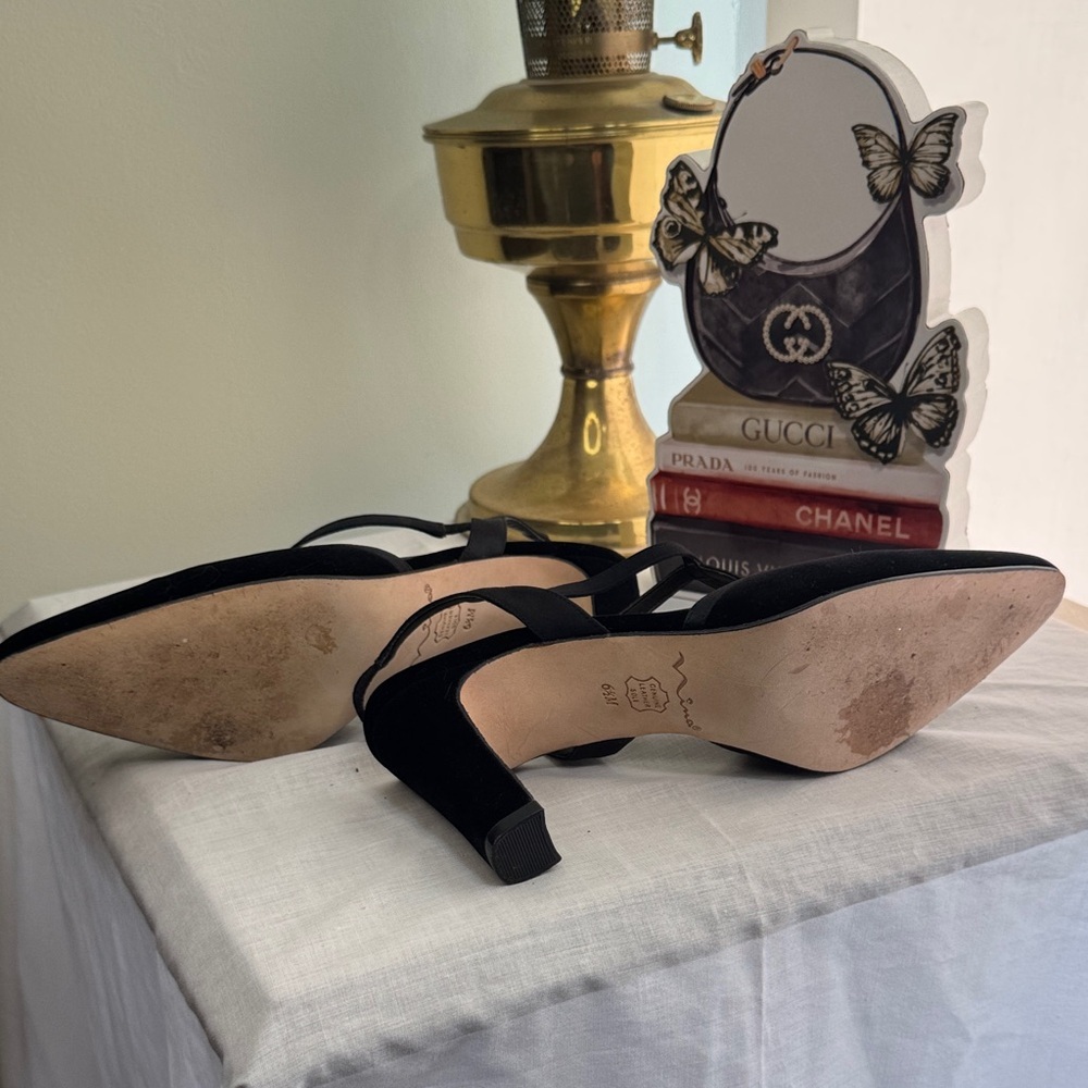 Vintage Nina Classic Black Velvet and Satin Heels - Picture 6 of 10